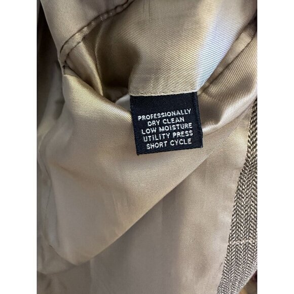 Jos A Bank Sport Coat Blazer Mens 43R Brown Tan Herringbone Windowpane Wool Silk - Picture 4 of 11